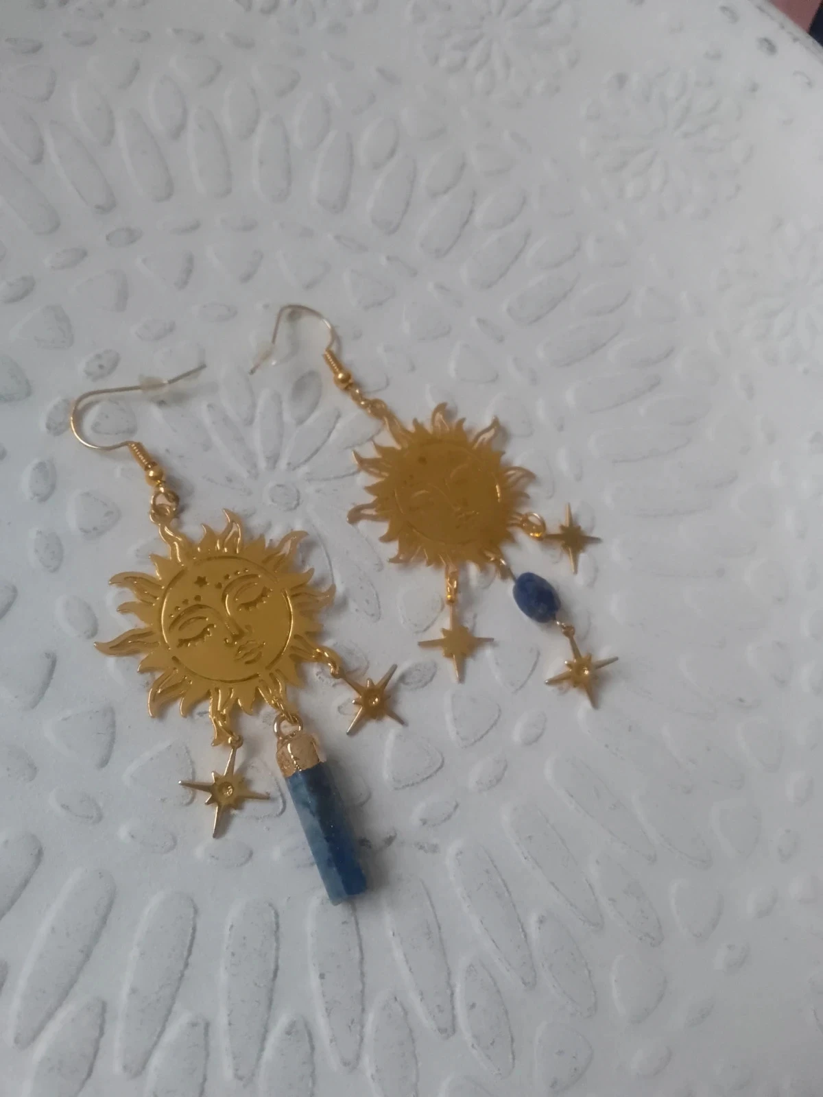 Bohemian sun earrings with natural stones – photo 4